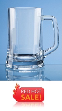 Straight sided Glass 0.67ltr Tankard - Incl. FREE TEXT Engraving  